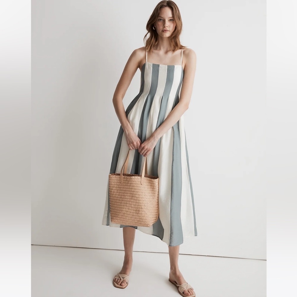 Madewell Pleated Midi Dress Best Seller Sz 8 NL117